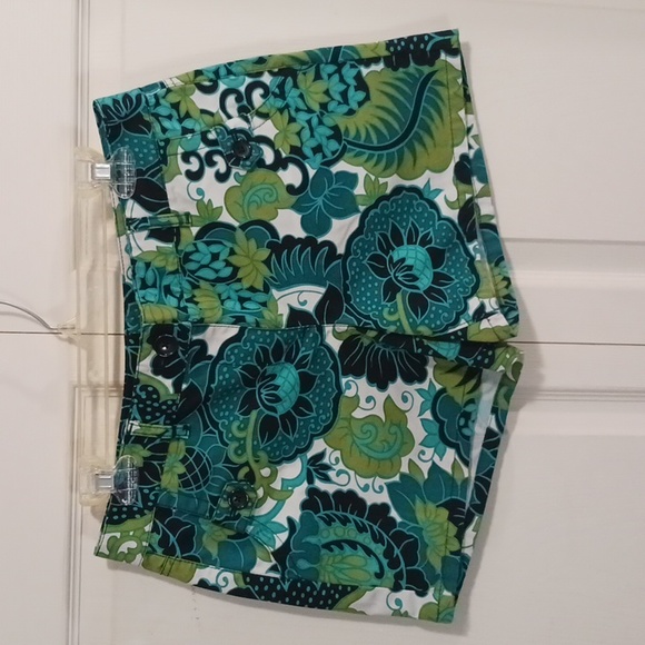Ann Taylor floral print flat front shorts - 4 - blues & greens - Picture 1 of 5